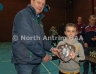 North Antrim Youth Development Officer Declan Heggarty presenting St Enda’s team captain Owen Duffy with the North Antrim U10 Division 5 Indoor Hurling League Shield